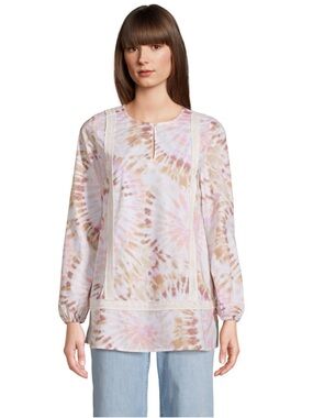 Lands’ End Size Small Tie Dye Tunic Top Eyelet Lace Trim